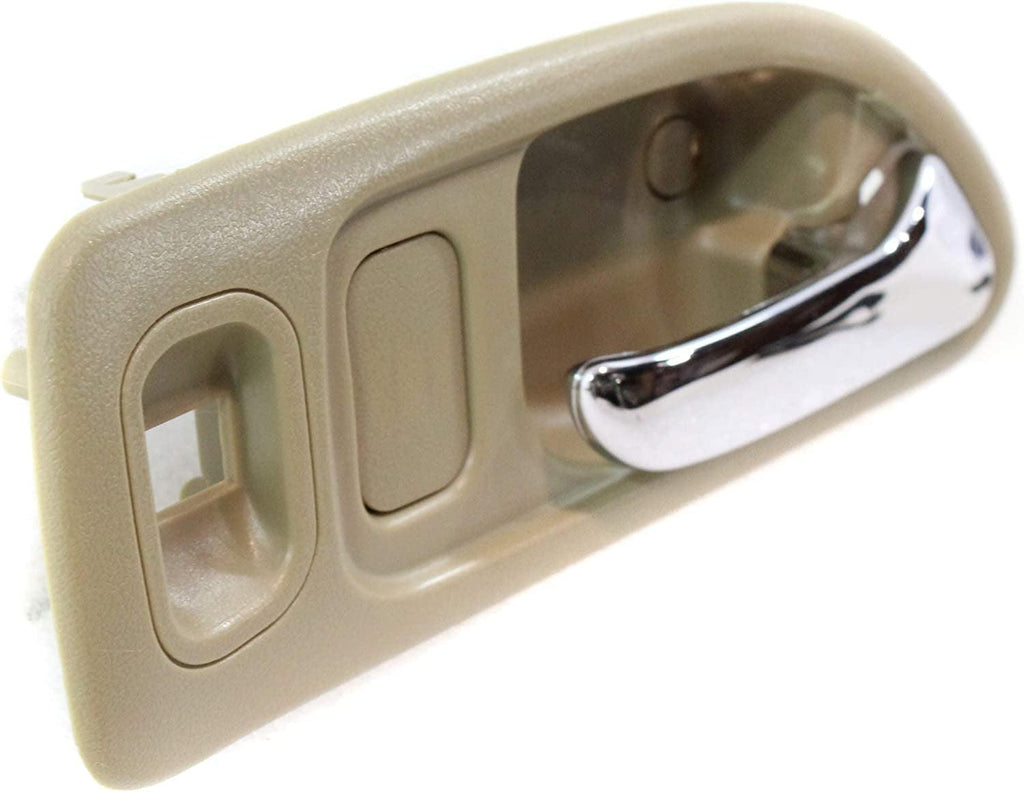 Interior Door Handle Set Compatible with 1994-1997 Honda Accord Front, Driver and Passenger Side Beige Bezel with Chrome Lever Sedan