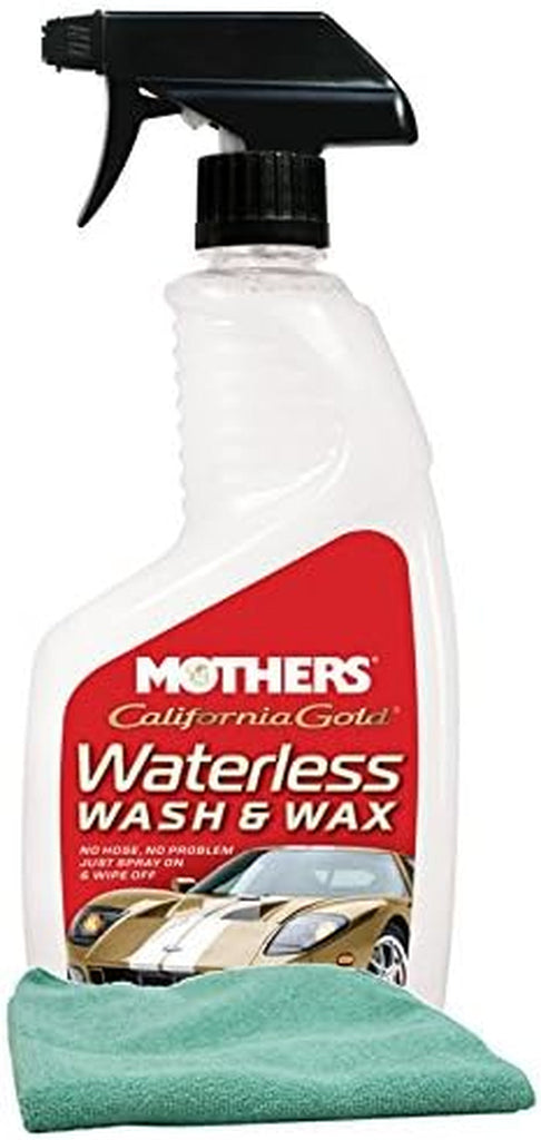 Mothers Waterless Car Wash & Wax (24 Oz) Bundled with a Microfiber Cloth (2 Items)