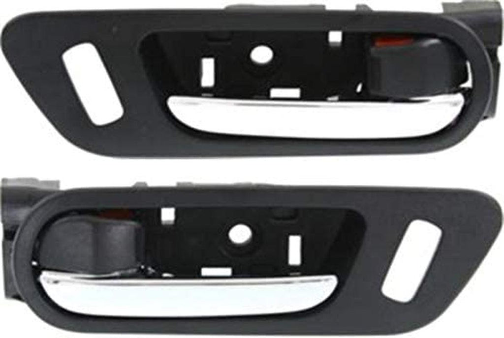 Interior Door Handle Set Compatible with 2009-2013 Mazda 6 Front, Driver and Passenger Side Black Bezel with Chrome Lever