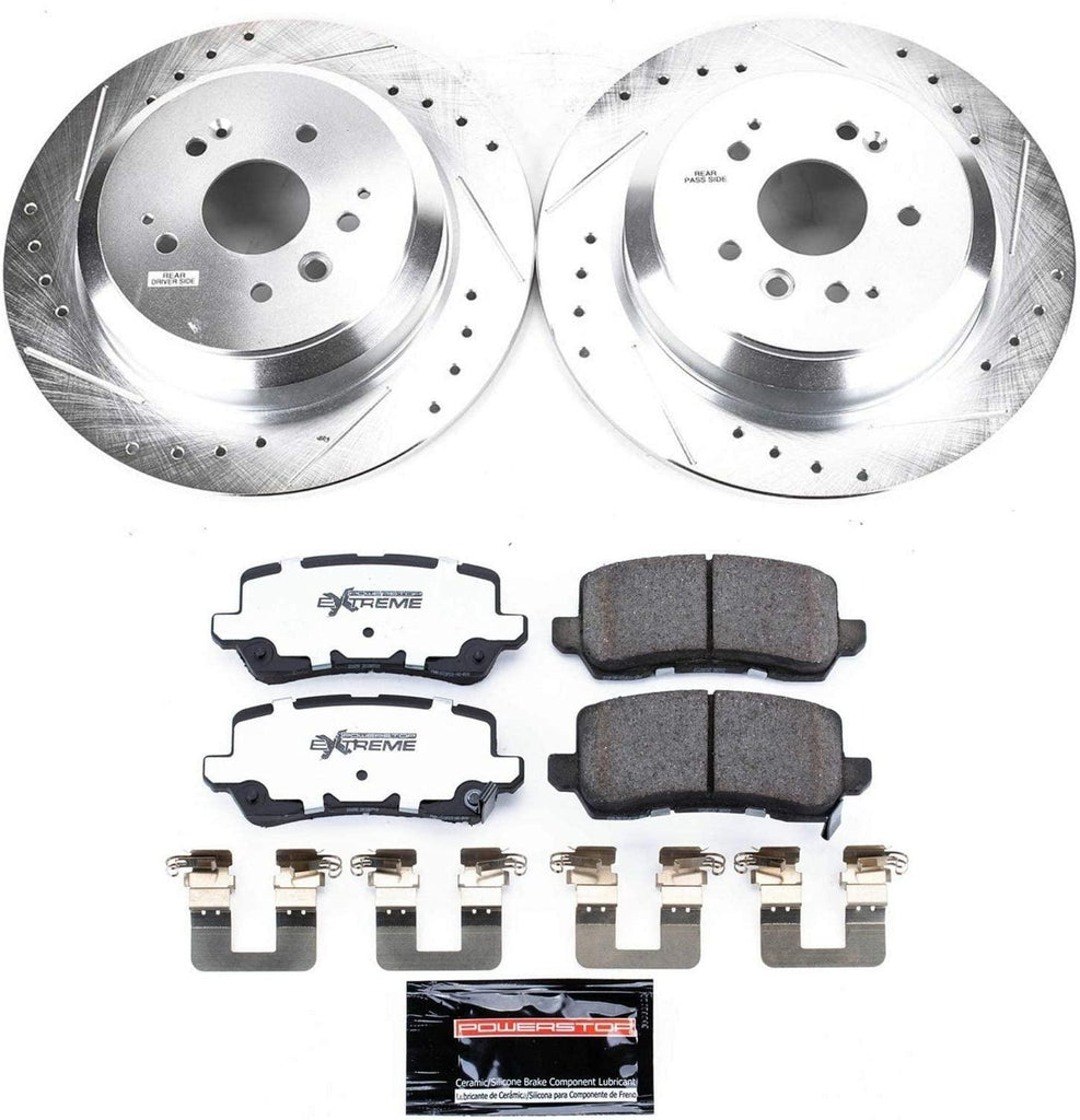 K7901-26 Rear Z26 Carbon Fiber Brake Pads with Drilled & Slotted Brake Rotors Kit