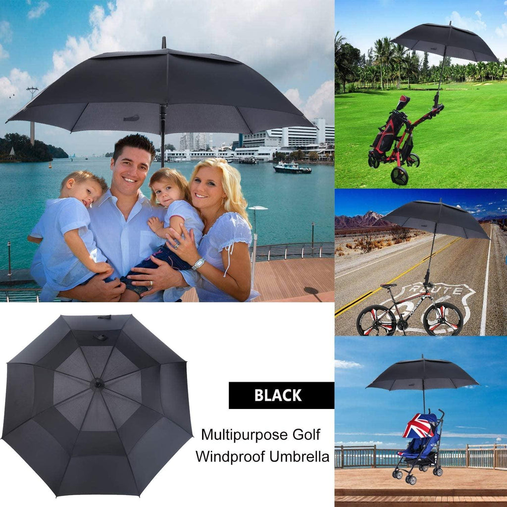 62/68/72 Inch Automatic Open Golf Umbrella, Extra Large Oversize Double Canopy Vented Windproof Waterproof Stick Umbrellas for Rain