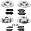 K1071 Front and Rear Z23 Carbon Fiber Brake Pads with Drilled & Slotted Brake Rotors Kit