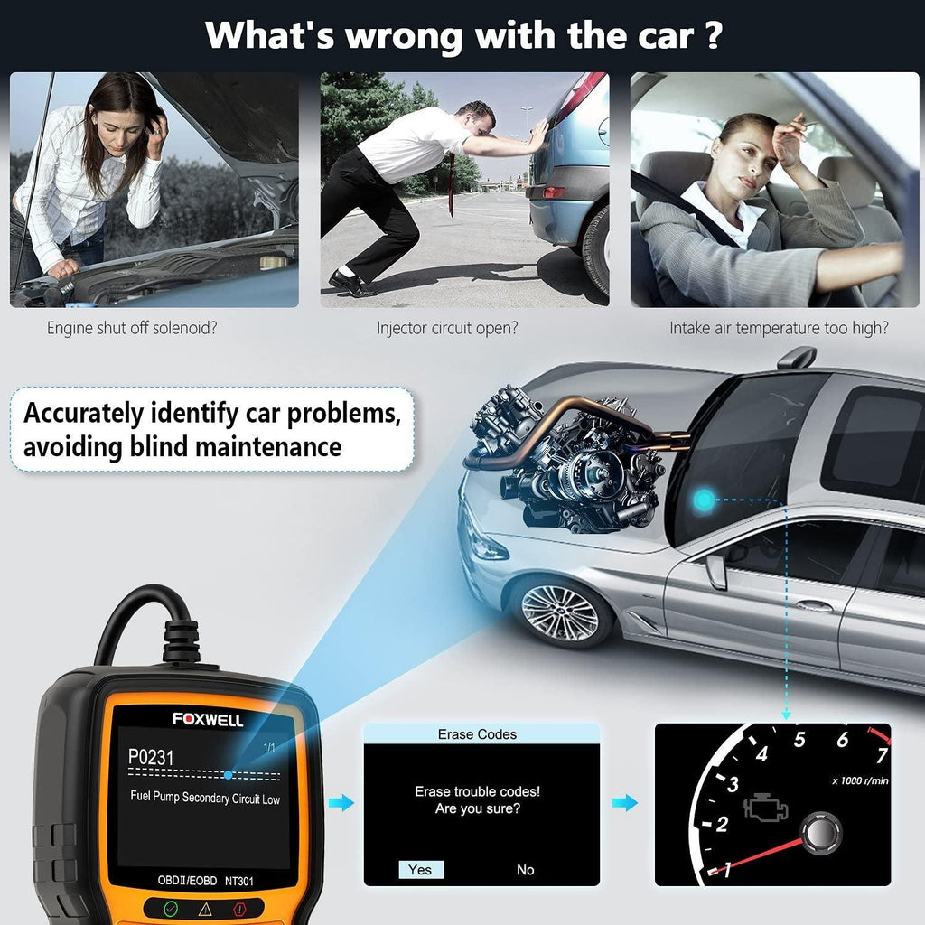 NT301 OBD2 Scanner Live Data Professional Mechanic OBDII Diagnostic Code Reader Tool for Check Engine Light