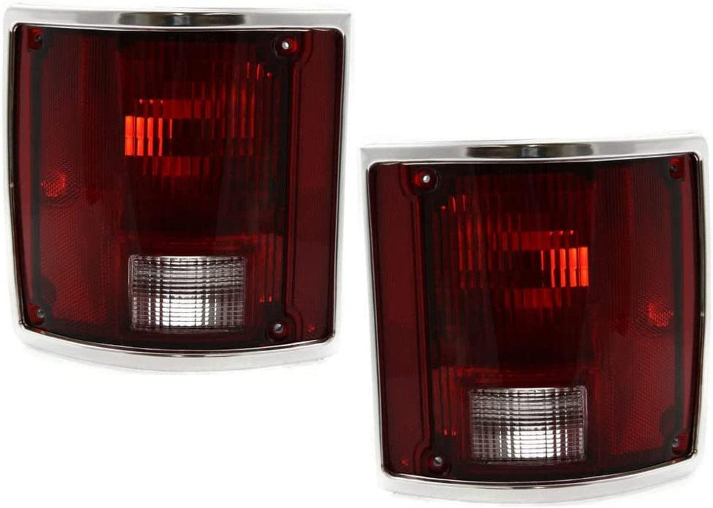 for Chevy Blazer 1990 1991 Tail Light Assembly Driver and Passenger Side | Pair | Lens and Housing | Full Fleetside | W/Chrome Trim | GM2806901, GM2807901 | 370867, 370868, 4144842732R