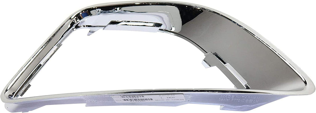 Front, Driver Side Fog Light Trim Compatible with 2010-2012 Ford Fusion Chrome, Hybrid/Sel/(Sport 10-10) Models