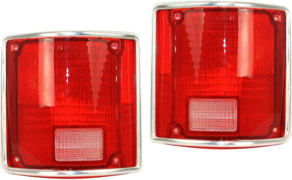 For 1973-1991 Chevy Blazer Pair Rear Tail Lights Driver and Passenger Side W/Chrome Trim GM2800122 GM2801122 - Replaces 5968329 5968330