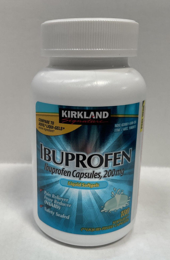 Kirkland Signature Ibuprofen Liquid Softgels 360 Capsules, 200Mg Pain/Fever