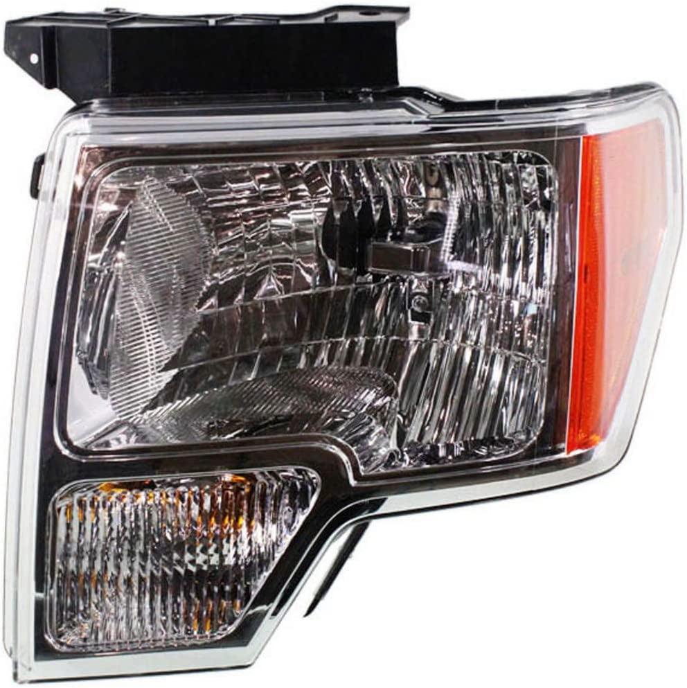 Headlight Assembly for Ford F-150 2011 12 13 2014 Driver Side Chrome Trim Replacement for FO2502287 | DL3Z 13008 B