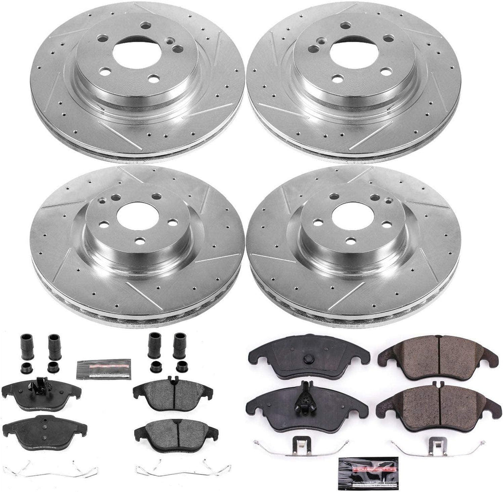 K6206 Front and Rear Z23 Carbon Fiber Brake Pads with Drilled & Slotted Brake Rotors Kit