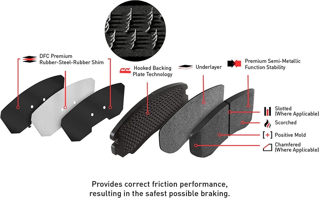 Dynamic Friction Company Front and Rear Brake Rotors Drilled and Slotted Silver with Heavy Duty Brake Pads - 7204-48153