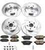 K7924 Front and Rear Z23 Carbon Fiber Brake Pads with Drilled & Slotted Brake Rotors Kit