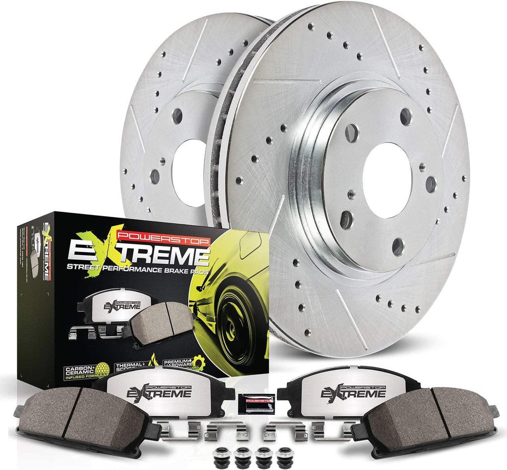 K2367-26 Front Z26 Carbon Fiber Brake Pads with Drilled & Slotted Brake Rotors Kit