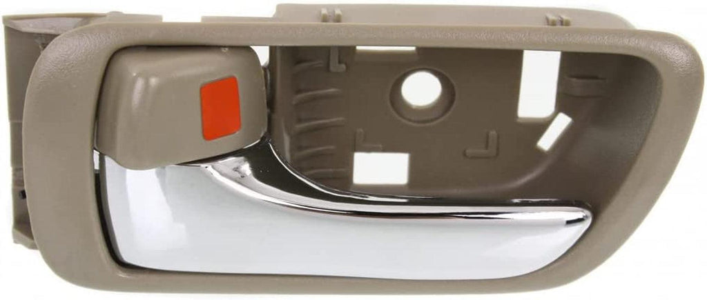 Compatible with Toyota Camry Interior Door Handle Front or Rear, Driver Side Beige Bezel with Chrome Lever (2002-2006) | with Door Lock Button| Trim:All Submodels