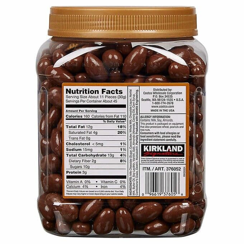 Kirkland Signature Almonds, Roasted Almonds Covered in Milk Chocolate, 3 Lb