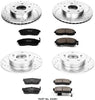 K2281 Front and Rear Z23 Carbon Fiber Brake Pads with Drilled & Slotted Brake Rotors Kit