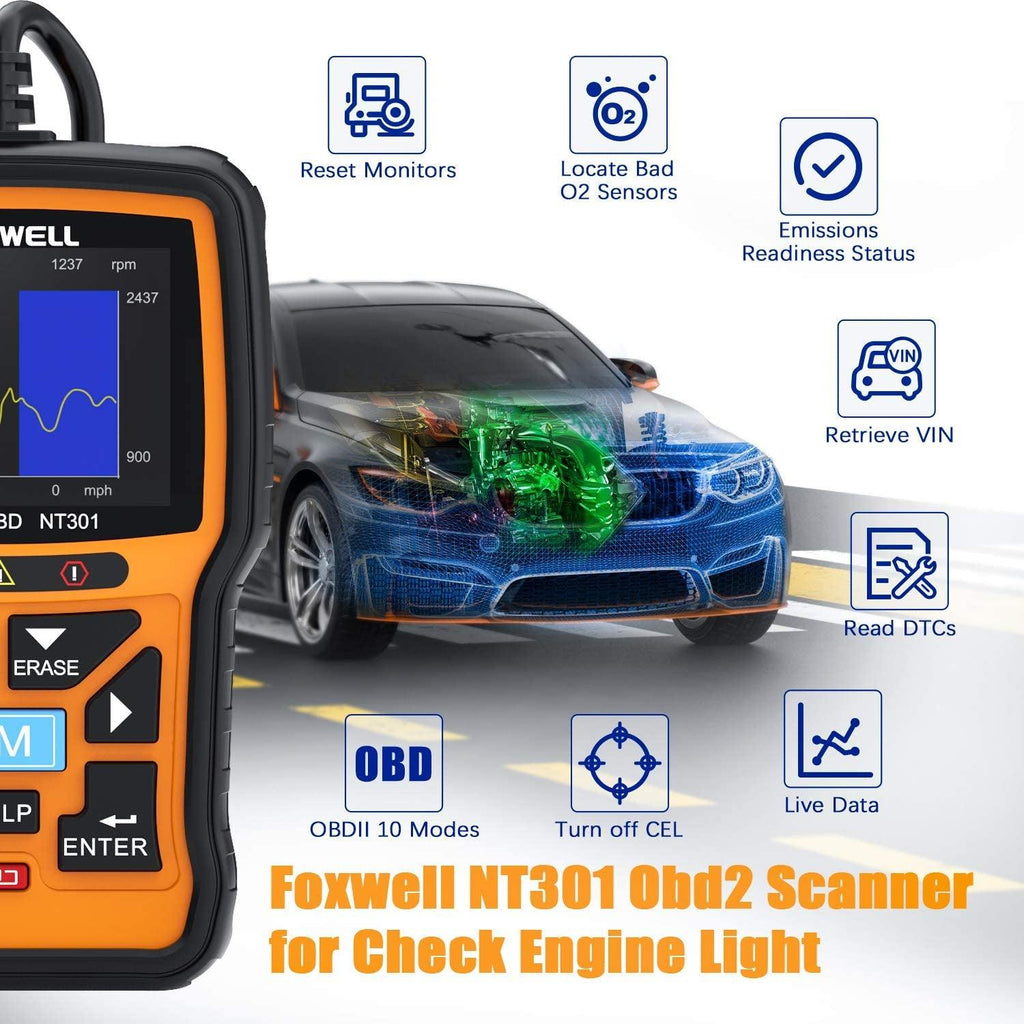 NT301 OBD2 Scanner Live Data Professional Mechanic OBDII Diagnostic Code Reader Tool for Check Engine Light