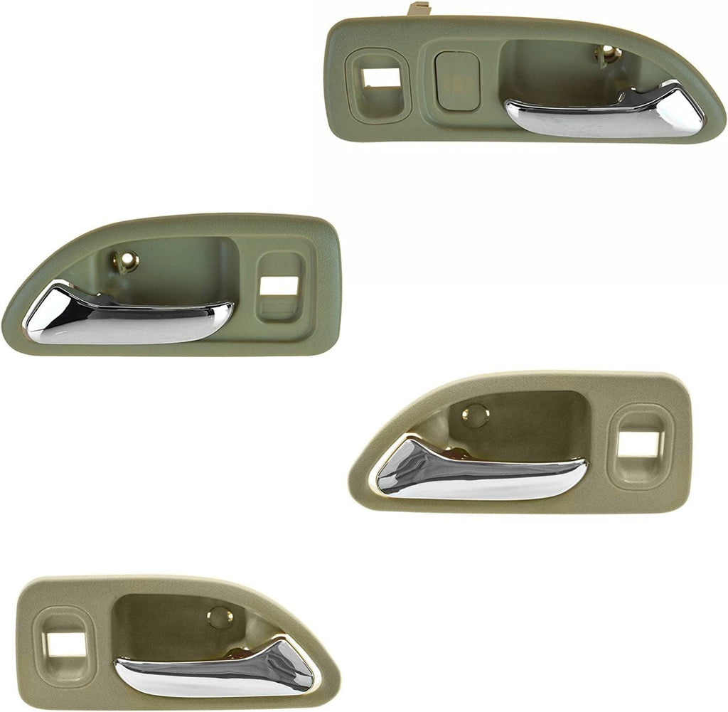 Door Handle Interior Chrome & Beige Front & Rear Set of 4 for 94-97 Accord