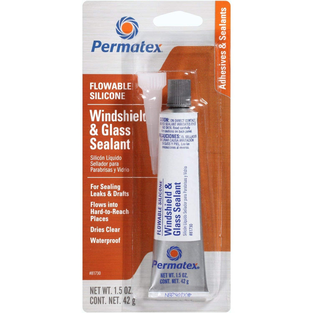 Permatex 81730 Flowable Silicone Windshield Glass Sealer, 1.5 Oz. (2 Pack)