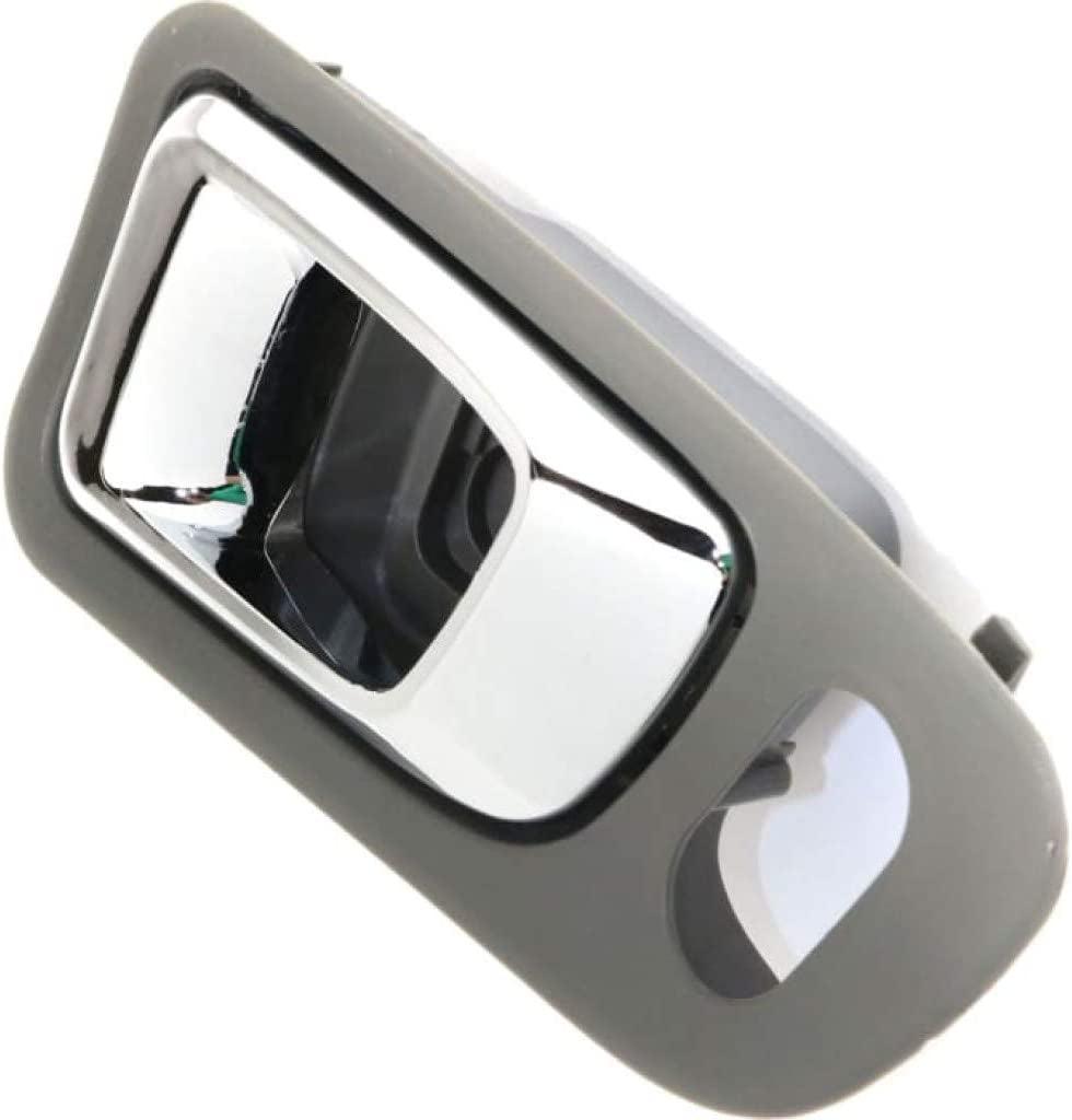 for Honda Pilot Interior Door Handle Front, Passenger Side Gray Bezel with Chrome Lever (2003-2008) | with Door Lock Hole| Trim:All Submodels