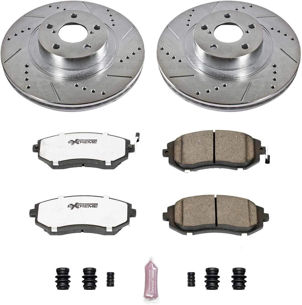 K3038-26 Front Z26 Carbon Fiber Brake Pads with Drilled & Slotted Brake Rotors Kit