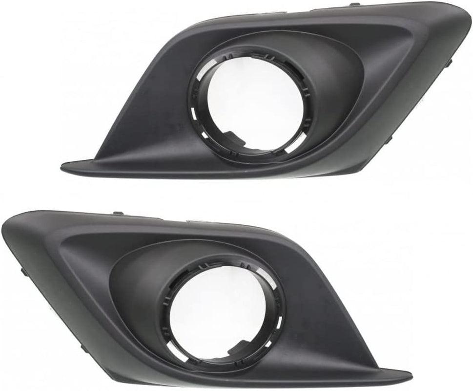 For Mazda 3 2014 2015 2016 Fog Light Bezel Driver and Passenger Side | Pair | Front | Matte Black | W/Chrome Ring | Replacement for MA1038128, MA1039128 | BJE150C21A, 615343561202, BJE150C11A