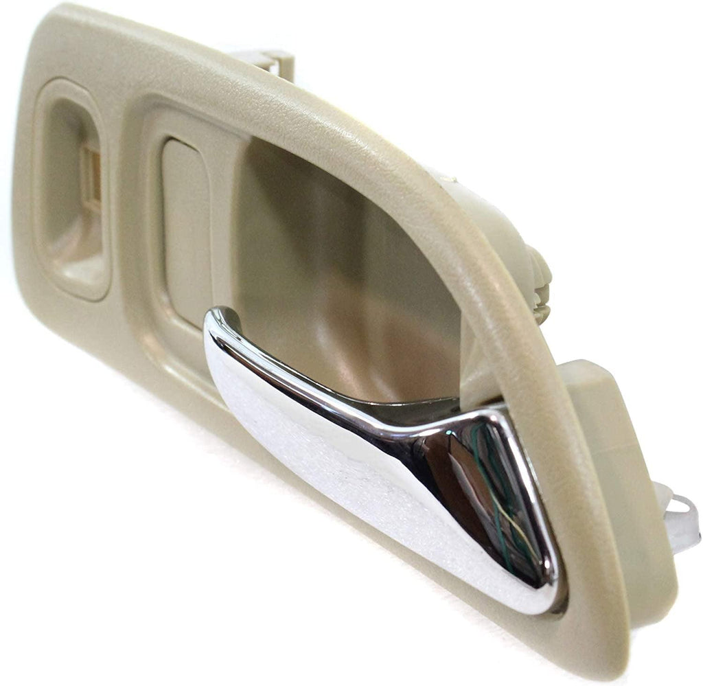 Interior Door Handle Set Compatible with 1994-1997 Honda Accord Front, Driver and Passenger Side Beige Bezel with Chrome Lever Sedan