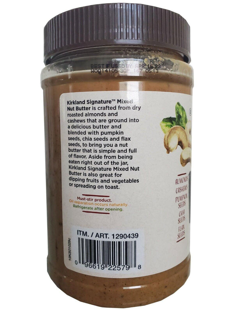 Kirkland Signature Mixed Nut Butter with Pumpkin Chia Flax Seeds, 27 Ounces