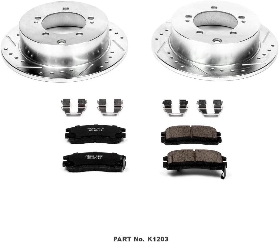 K1203 Rear Z23 Carbon Fiber Brake Pads with Drilled & Slotted Brake Rotors Kit