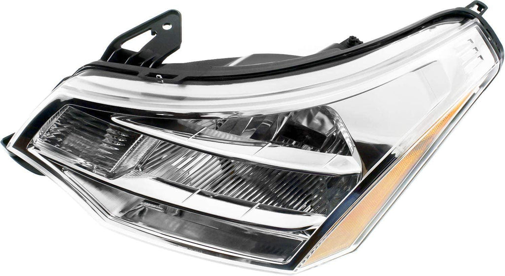 Headlight Assembly Compatible with 2008-2011 Ford Focus Halogen, Set of 2, Driver and Passenger Side, Clear Lens; Chrome Interior