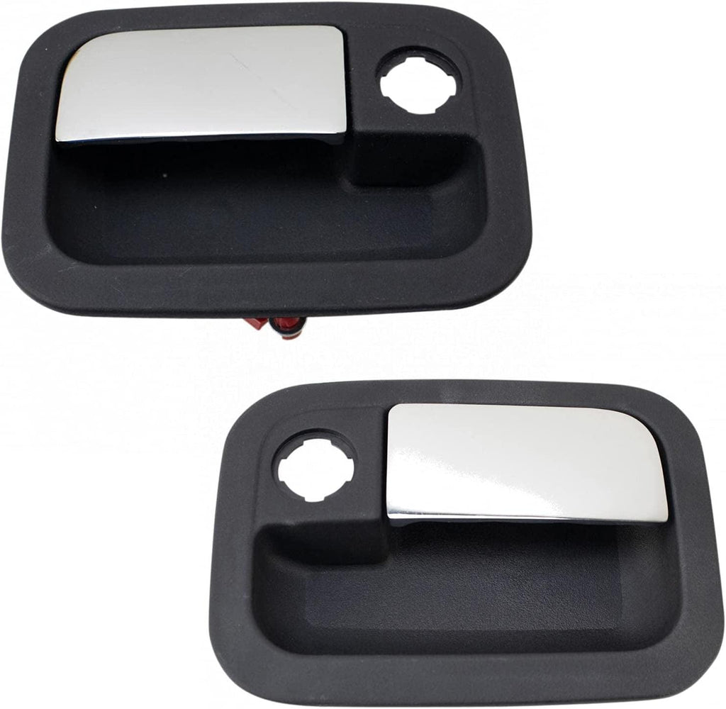 Front Exterior Metal Door Handle Set Chrome & Black LH RH Sides for Kenworth