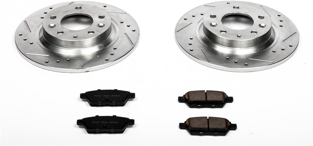 K2450 Rear Z23 Carbon Fiber Brake Pads with Drilled & Slotted Brake Rotors Kit