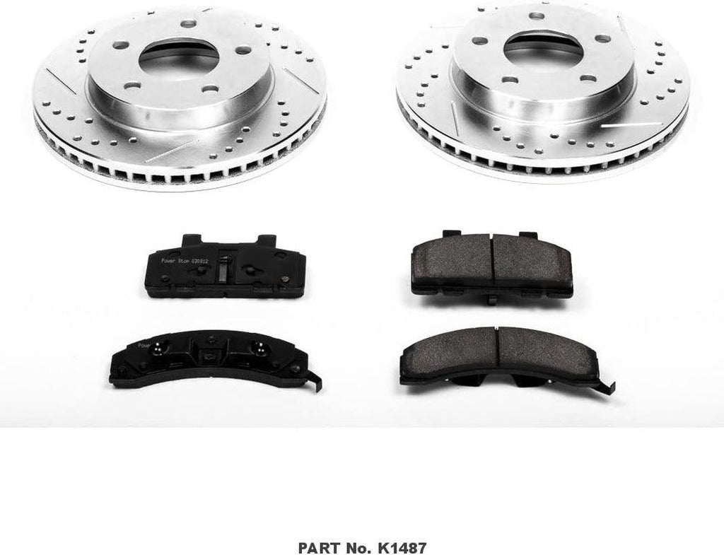 K1487 Front Z23 Carbon Fiber Brake Pads with Drilled & Slotted Brake Rotors Kit