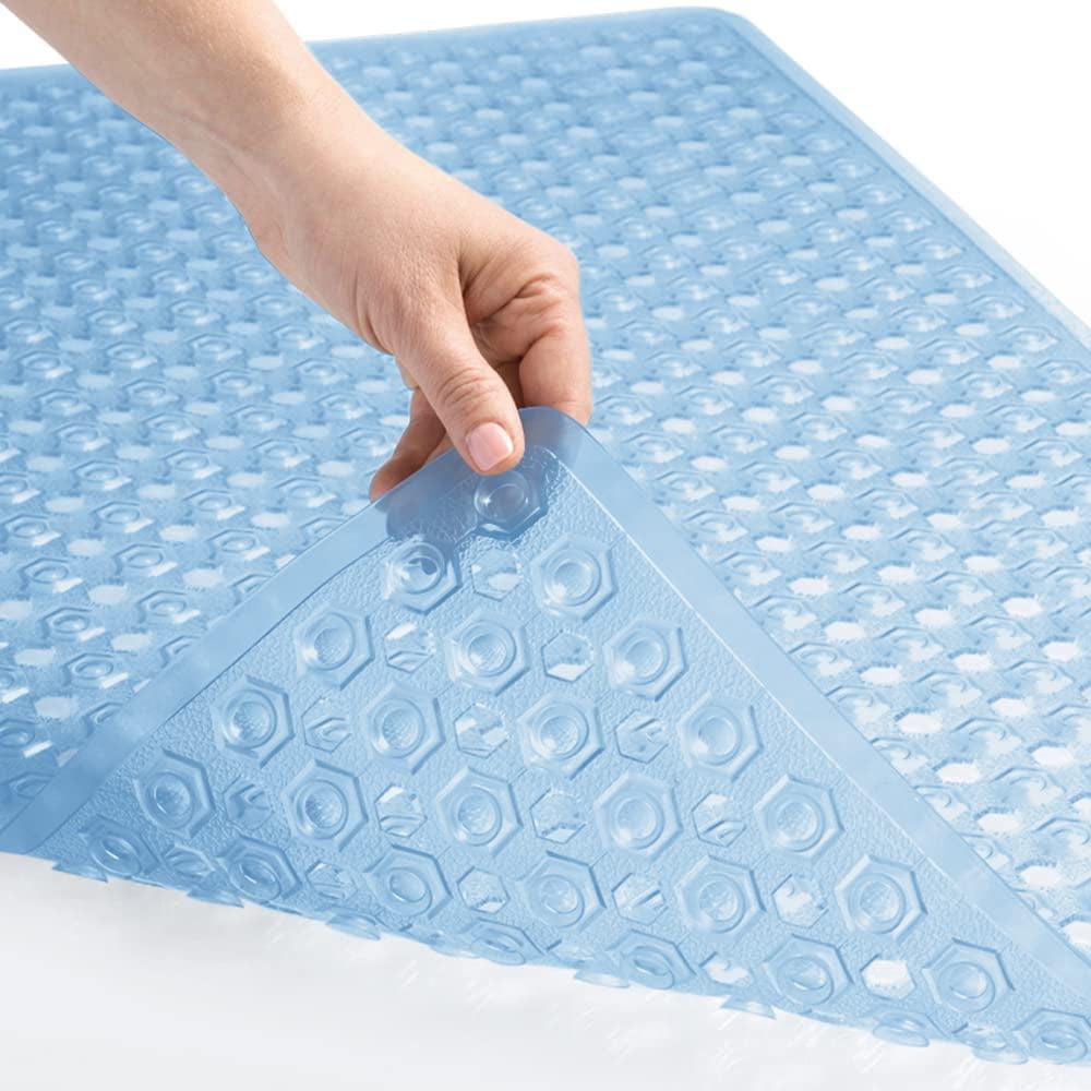 Gorilla Grip Patented Shower and Bath Mat, 35X16, Machine Washable Bathtub Mats, Extra Large Bathmat, Drain Holes and Suction Cups to Keep Floor Clean, Soft on Feet, Bathroom Accessories, Blue