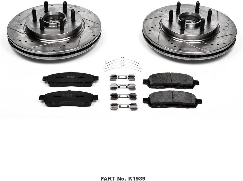 K1939 Front Z23 Carbon Fiber Brake Pads with Drilled & Slotted Brake Rotors Kit