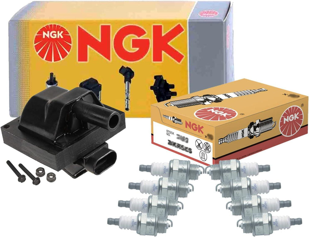 NGK HEI Ignition Coil 8 Standard Spark Plugs Kit for D250 Dakota Ramcharger W250