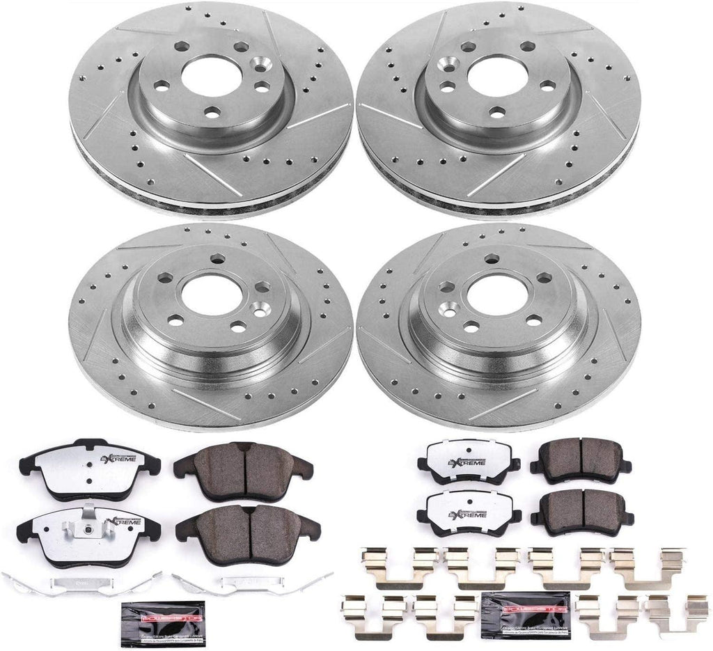 K7636-36 Front and Rear Z36 Truck & Tow Brake Kit, Carbon Fiber Ceramic Brake Pads and Drilled/Slotted Brake Rotors