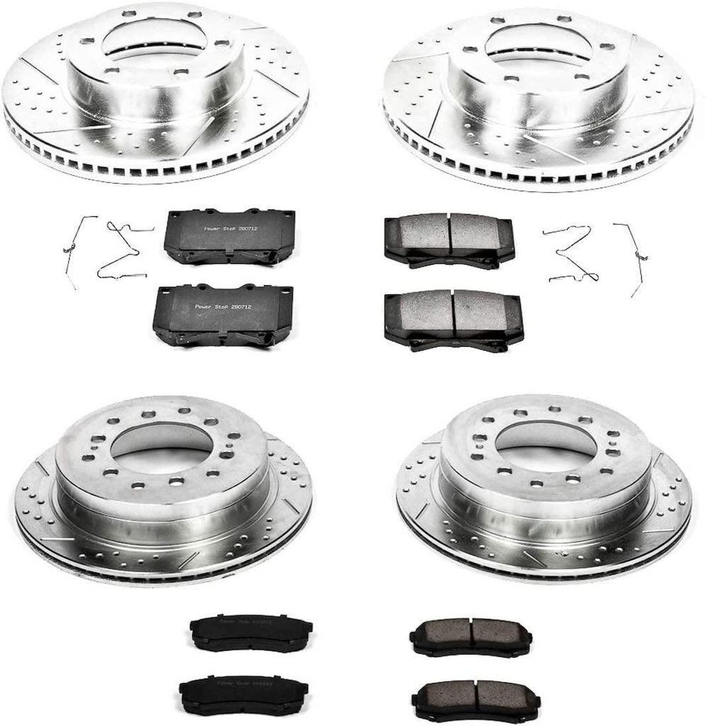 K2756 Front and Rear Z23 Carbon Fiber Brake Pads with Drilled & Slotted Brake Rotors Kit