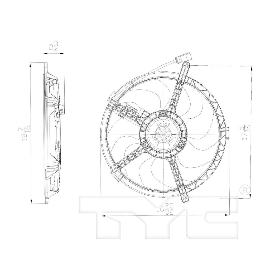 TYC Dual Radiator and Condenser Fan Assembly for Mini 622490