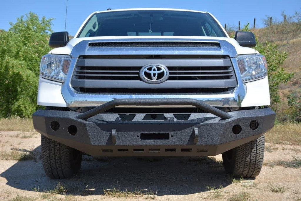 | FBTT2-01 | Front Bumper Fits 2014-2020 Toyota Tundra | 3Pc Modular Design | Integrated Winch Mount | Bull Bar | Auxiliary Light Cutouts | Steel D-Rings Included, Black