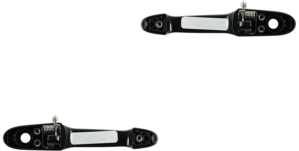 Door Handle Front Outer Black Smooth Pair Set for Buick Chevy Pontiac