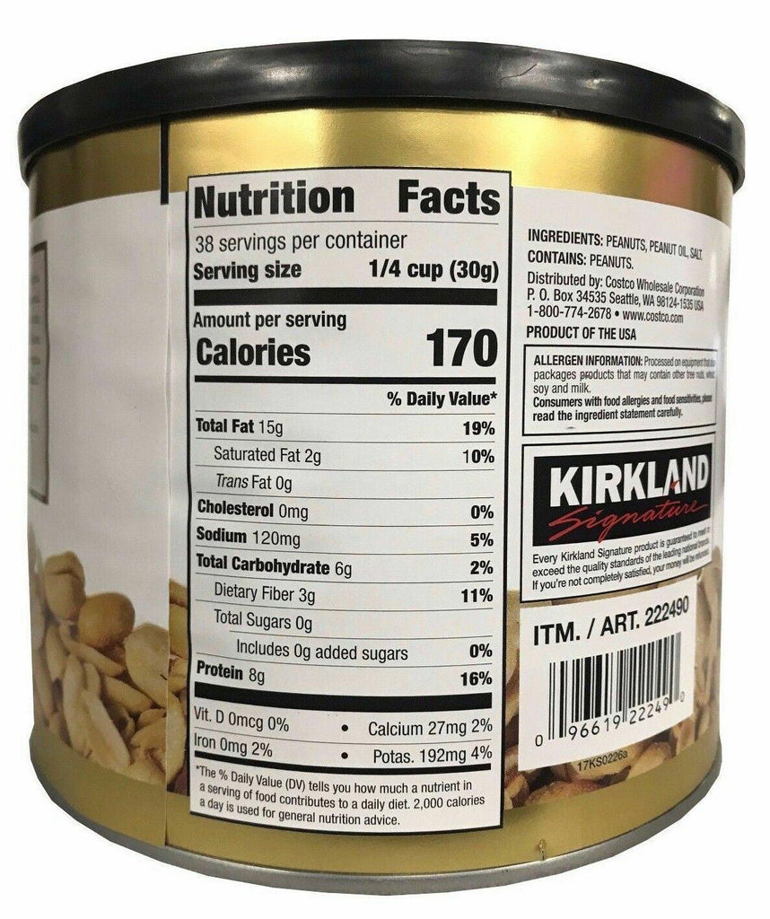 Kirkland Signature Super Extra Large Peanuts Roasted Salted Extra Crunchy 2.5 Lb