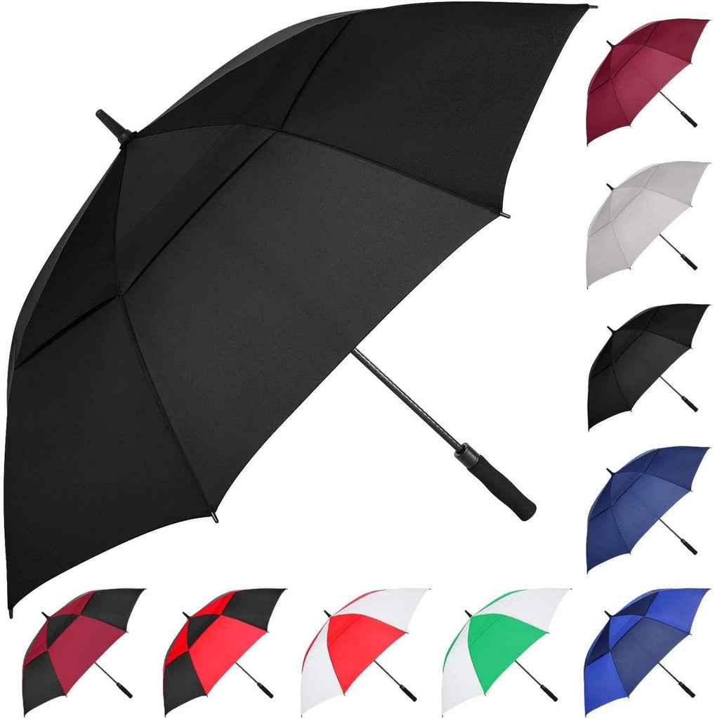 62/68/72 Inch Automatic Open Golf Umbrella, Extra Large Oversize Double Canopy Vented Windproof Waterproof Stick Umbrellas for Rain