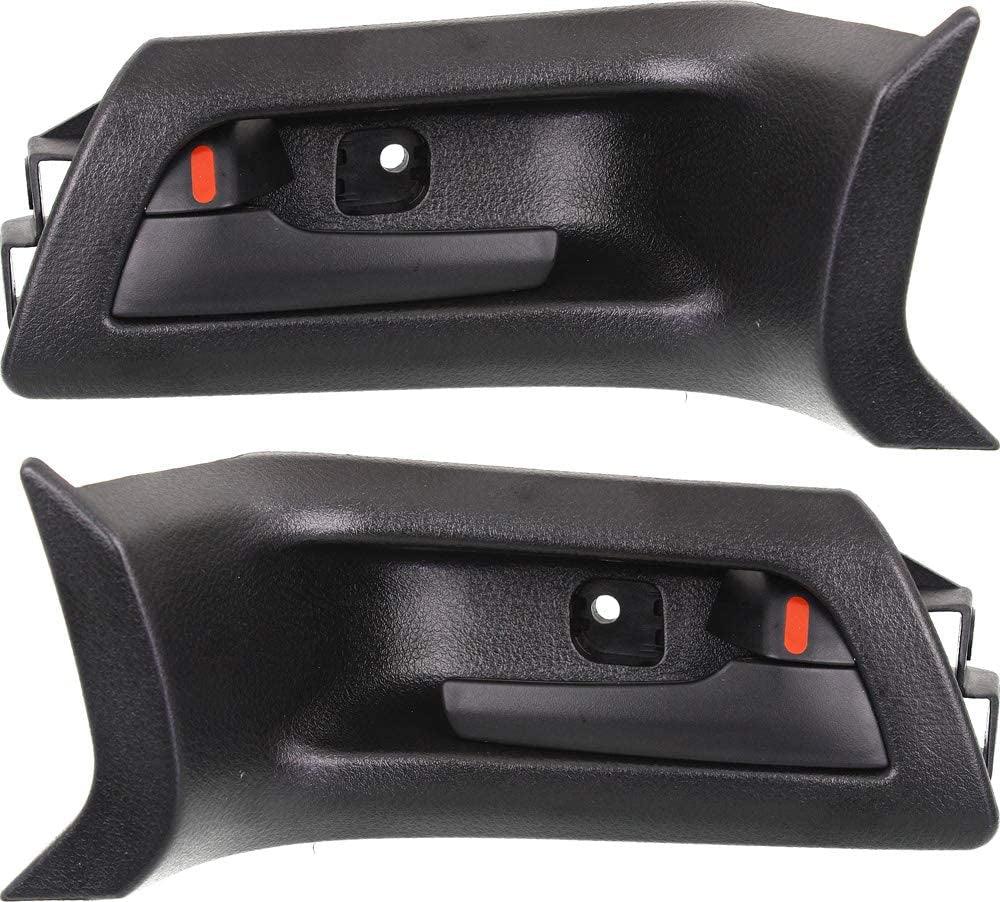 Interior Door Handles Set of 2 Front Left and Right Side Plastic Black W/Door Lock Button Compatible with Pontiac G8