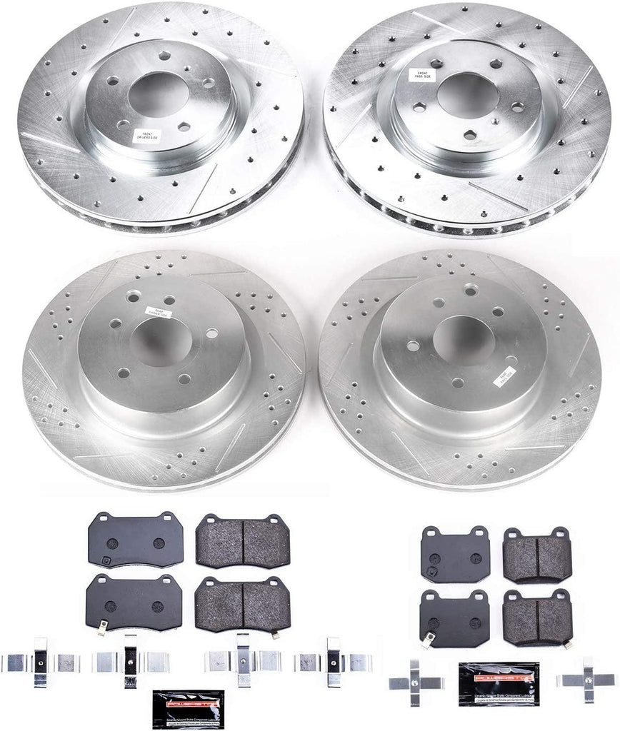 K4488 Front and Rear Z23 Carbon Fiber Brake Pads with Drilled & Slotted Brake Rotors Kit