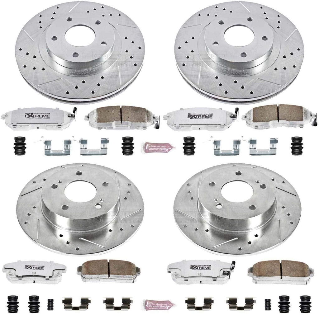 K2706-26 Front and Rear Z26 Carbon Fiber Brake Pads with Drilled & Slotted Brake Rotors Kit