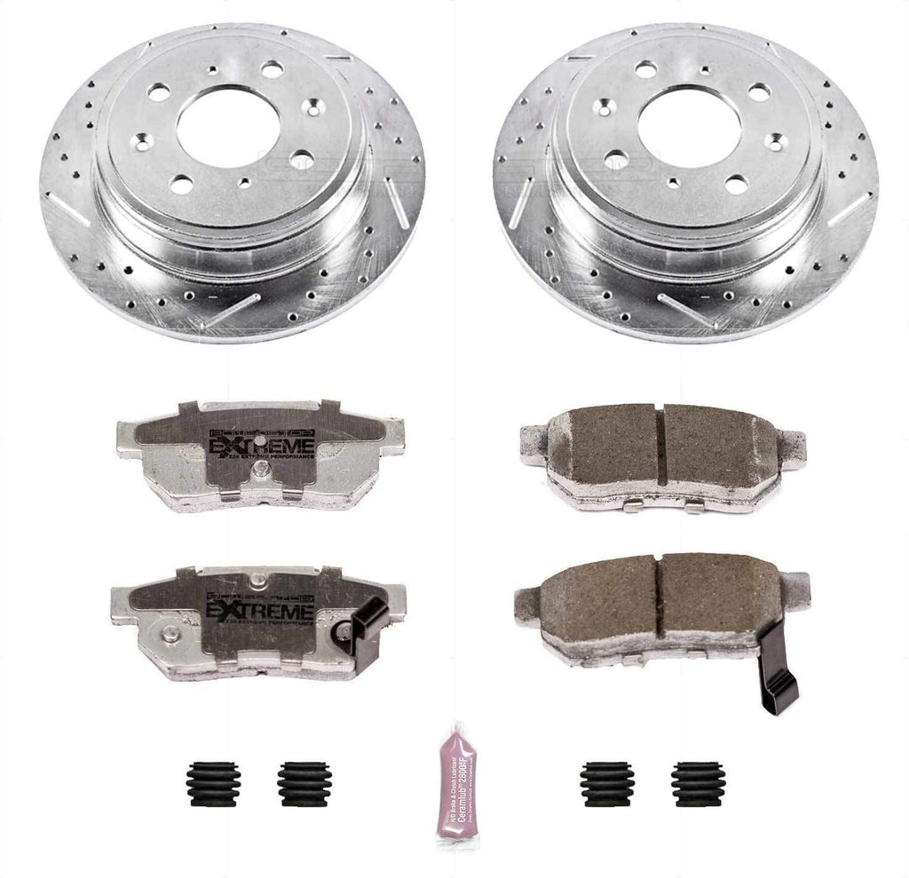 K408-26 Rear Z26 Carbon Fiber Brake Pads with Drilled & Slotted Brake Rotors Kit