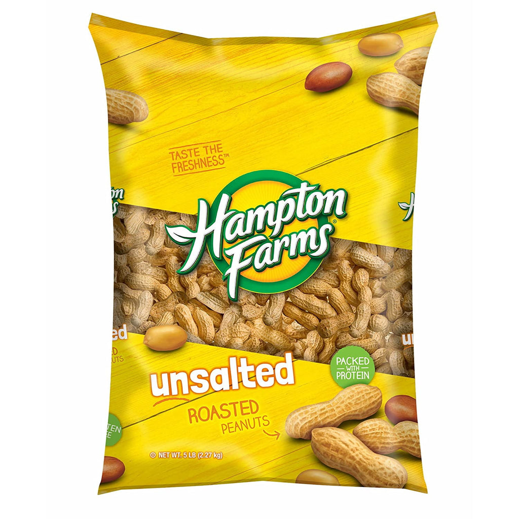 Hampton Farms Unsalted Roasted In-Shell Peanuts, 5 Lbs. (Pack of 2)