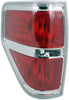 Driver Side Tail Light Compatible with 2009-2014 Ford F-150 Styleside Red Lens Chrome Trim CAPA