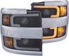 Anzousa 111365 CHEVY SILVERADO 2500HD,3500HD 15-19 PROJECTOR SWITCHBACK HEADLIGHT BLACK W/AMBER (CHROME TRIM)