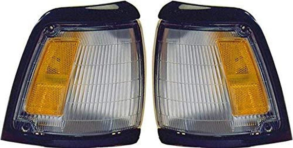 Corner Light Set of 2 Compatible with 1992-1995 Toyota Pickup Plastic Clear& Amber Lens with Bulbs Driver and Passenger Side